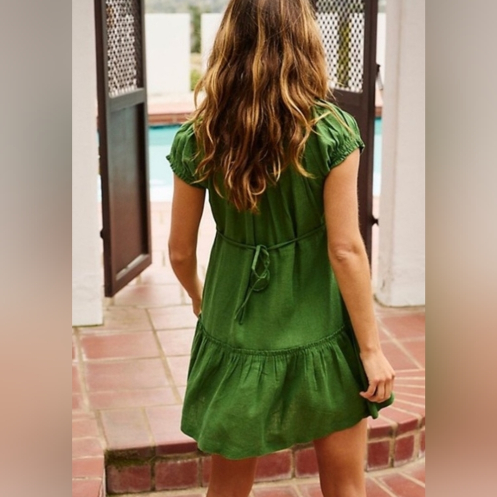 Free People Perri Linen Drop-Waist Mini Dress - Picture 3 of 13